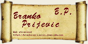 Branko Prijević vizit kartica